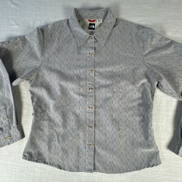 The North Face Womens Long Sleeve Button Down Fitted Shirt Side Pocket Sz Large - Picture 3 of 11